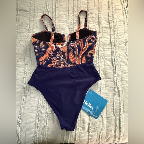 Cupshe Paisley and Navy One Piece Swimsuit - Picture 2 of 4